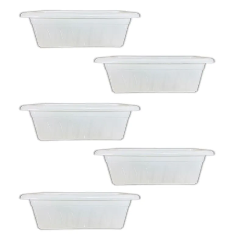 Set of 05 - 20 Inch White Premium Supreme Window Plastic Planter