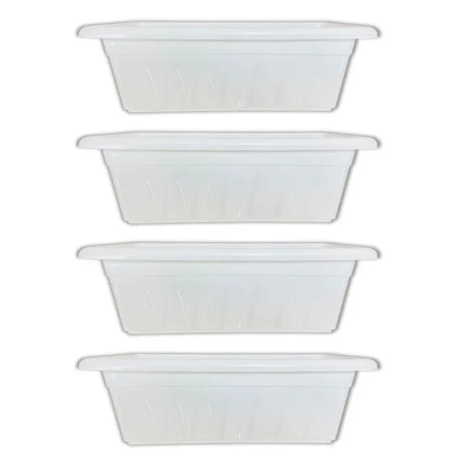 Set of 04 - 24 Inch White Premium Supreme Window Plastic Planter