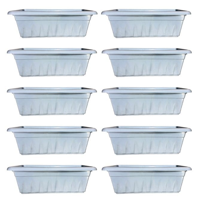 Set of 10 - 17 Inch Grey Premium Supreme Window Plastic Planter