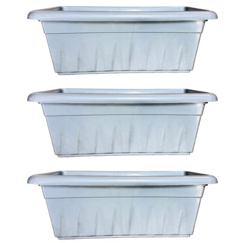 Set of 03 - 20 Inch Grey Premium Supreme Window Plastic Planter
