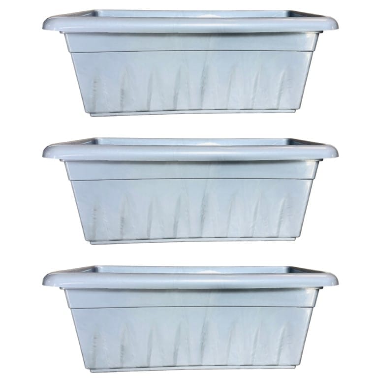 Set of 03 - 20 Inch Grey Premium Supreme Window Plastic Planter