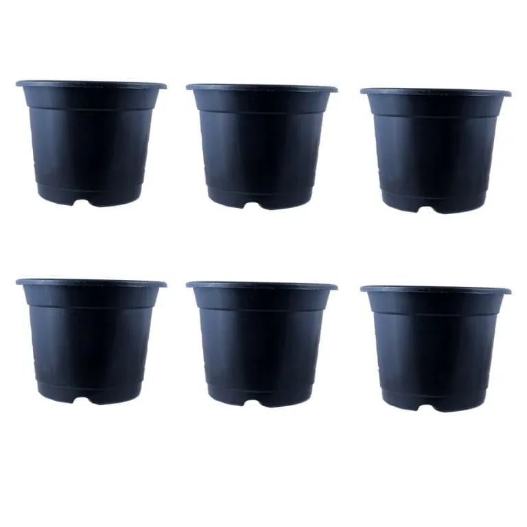 Set of 06 - 8 Inch Black Nursery Pot