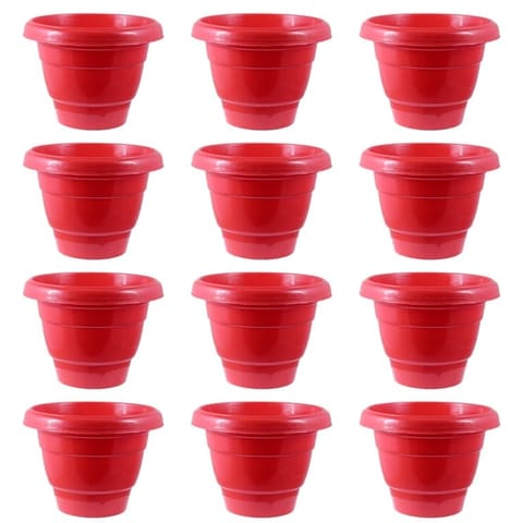 Set of 12 - 8 Inch Terracotta Red Classy Plastic Pot
