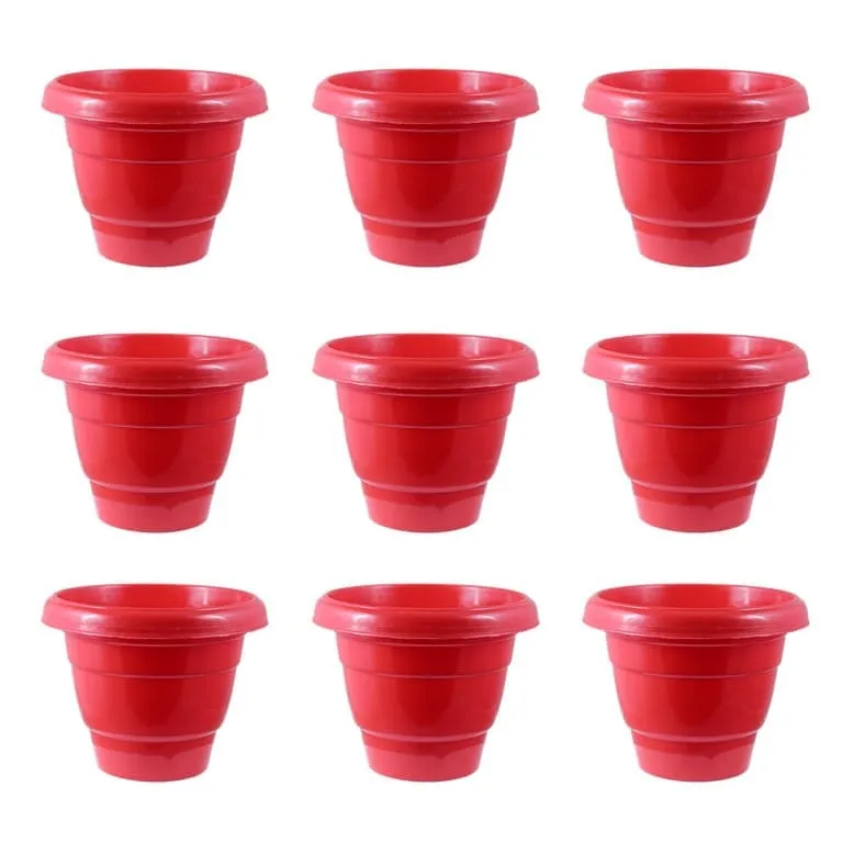 Set of 09 - 14 Inch Terracotta Red Classy Plastic Pot