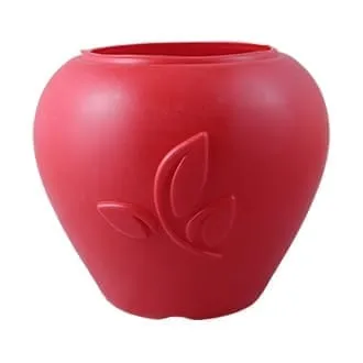 9 Inch Red Premium Apple Leaf Plastic Pot