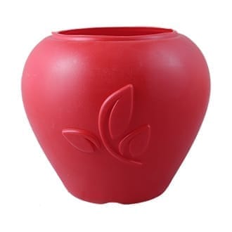 7 Inch Red Premium Apple Leaf Plastic Pot