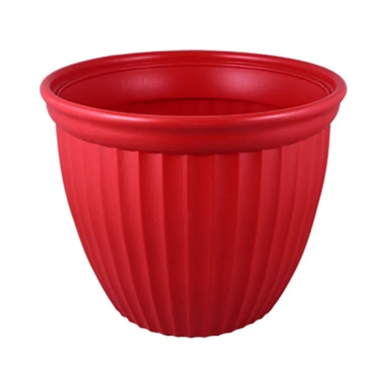 8 Inch Red Premium Lotus Heavy Plastic Pot