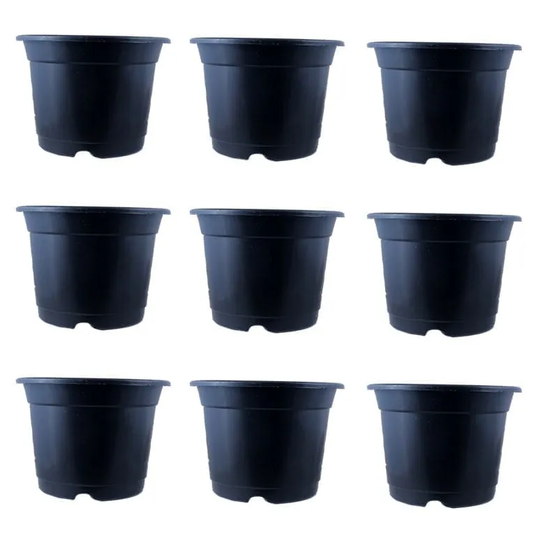 Set of 09 - 10 Inch Black Nursery Pot