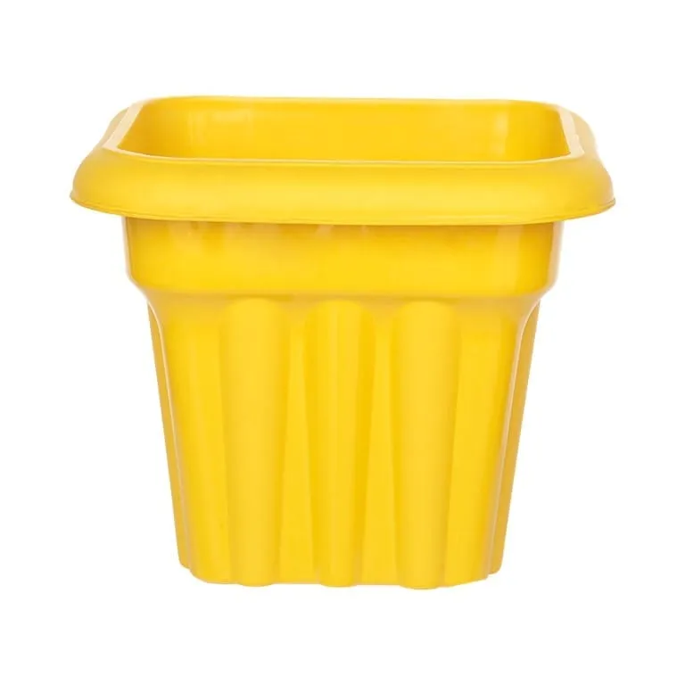 10 Inch Yellow Heavy Square Plastic Pot