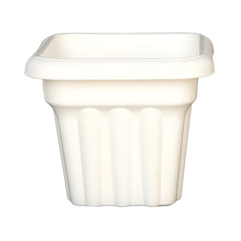 8 Inch White Heavy Square Plastic Pot