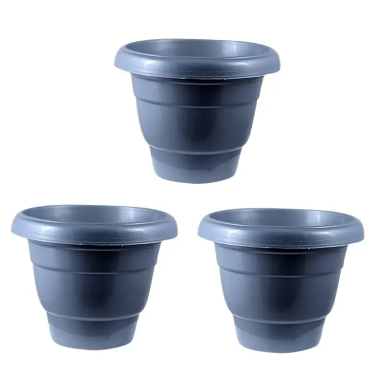 Set of 03 - 16 Inch Grey Classy Plastic Pot