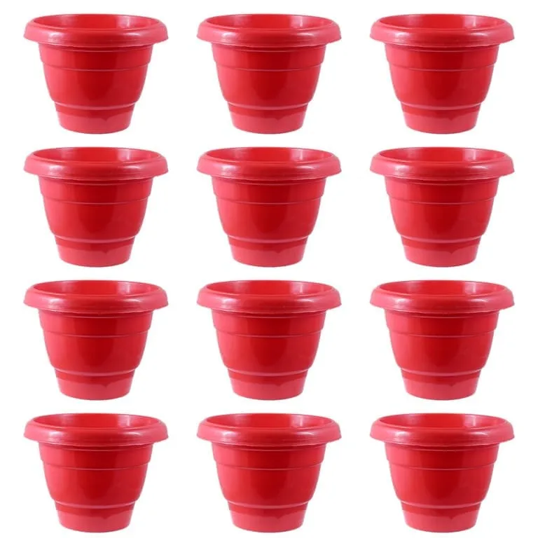 Set of 12 - 10 Inch Terracotta Red Classy Plastic Pot