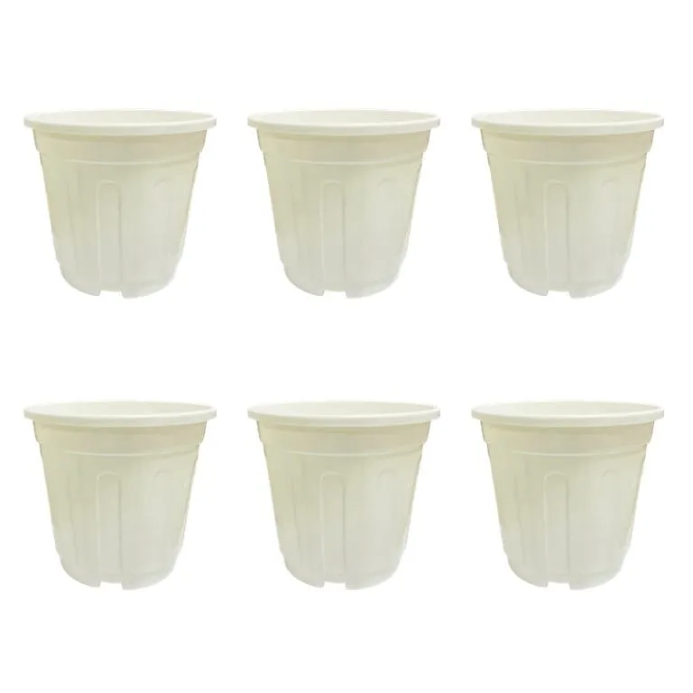 Set of 06 - 12 Inch White Super Nursery Pot