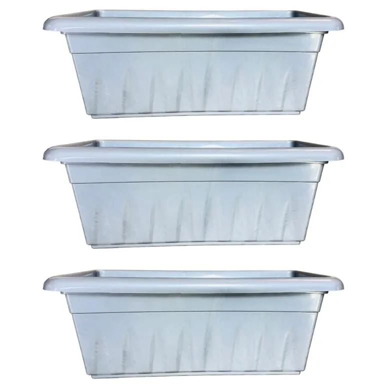 Set of 03 - 24 Inch Grey Premium Supreme Window Plastic Planter