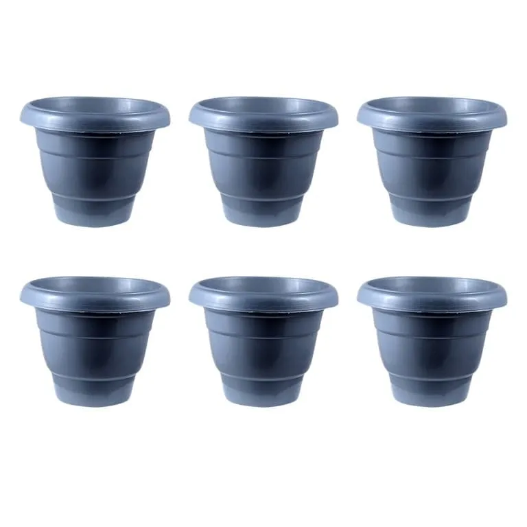 Set of 06 - 16 Inch Grey Classy Plastic Pot