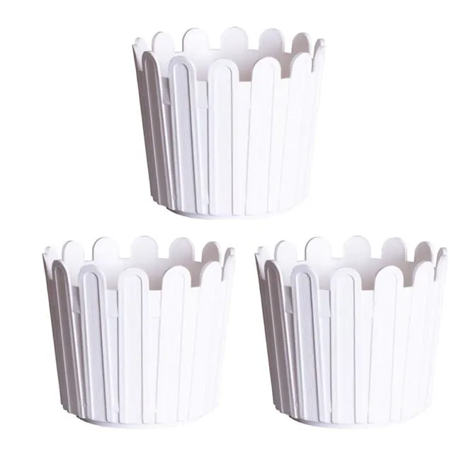 Set of 3 - 6 Inch White Premium Tippy Plastic Pot