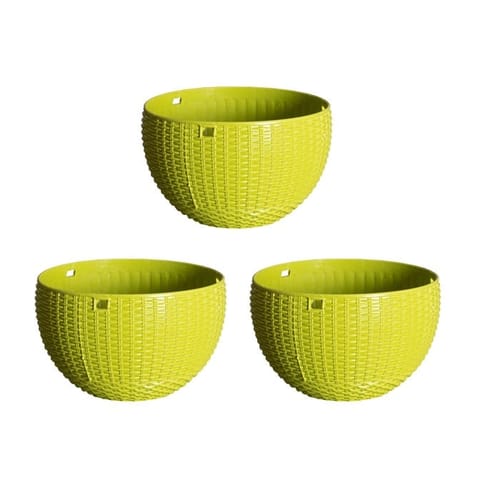 Set of 3 - 7 X 4.5 Inch Green Premium Euro Plastic Hanging Basket