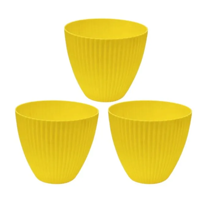 Set of 3 - 7 Inch Yellow Premium Vector Plastic Pot