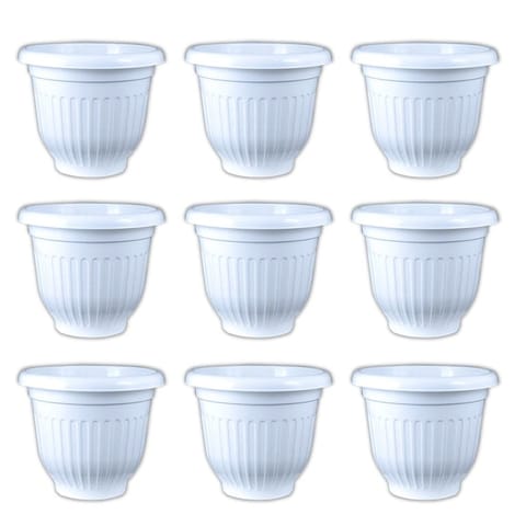 Set of 09 - 12 Inch White Olive Plastic Pot