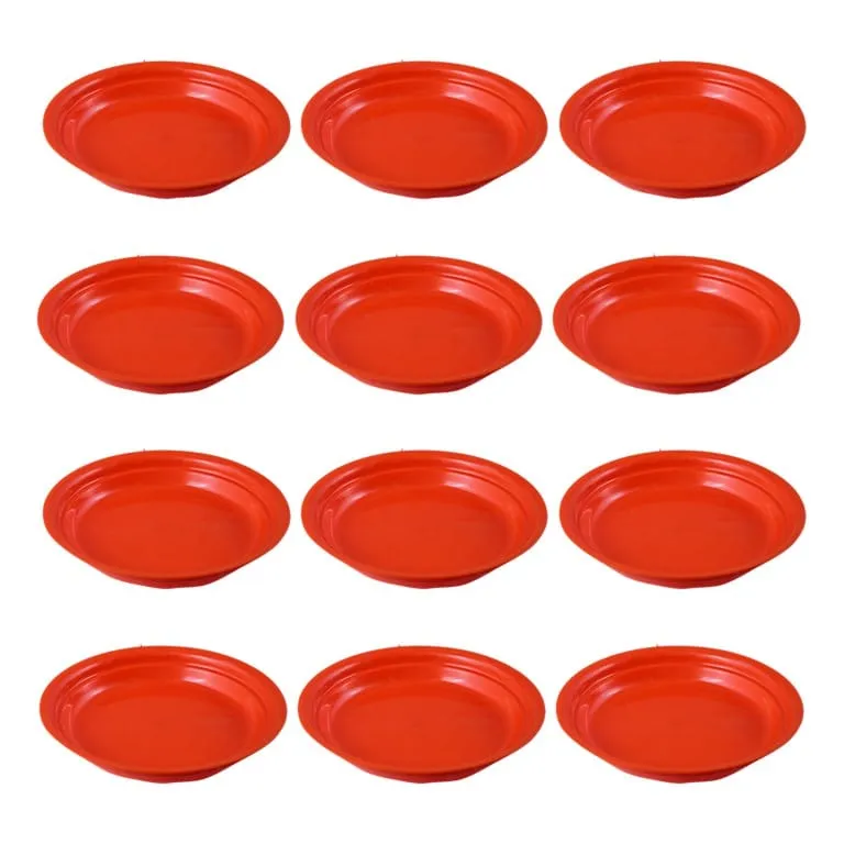 Set of 12 - 6.5 Inch Terracotta Red Premium Round Trays - To keep under the Pots