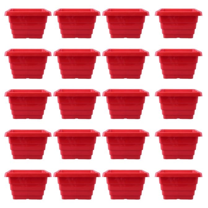 Set of 20 - 10 Inch Red Premium Orchid Square Plastic Pot