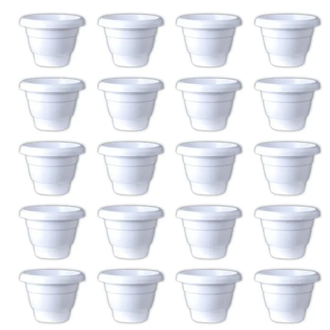 Set of 20 - 16 Inch White Classy Plastic Pot