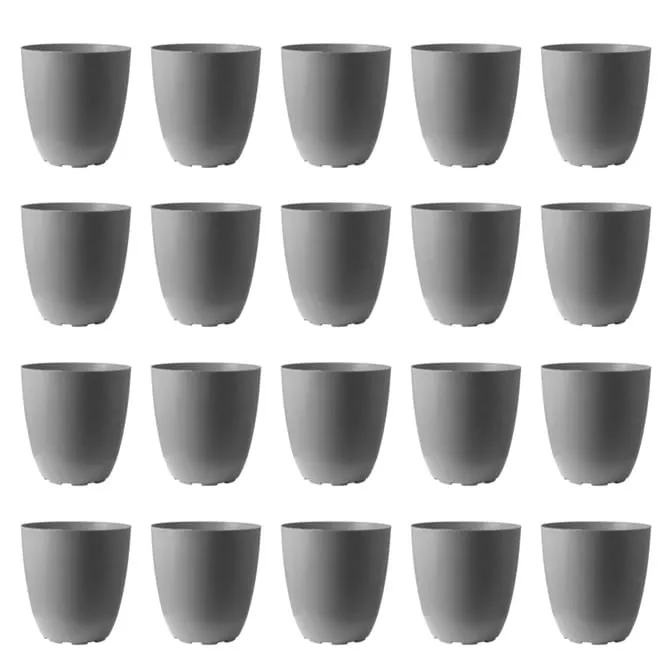 Set of 20 - 10 Inch Grey Premium Orchid Round Plastic Pot