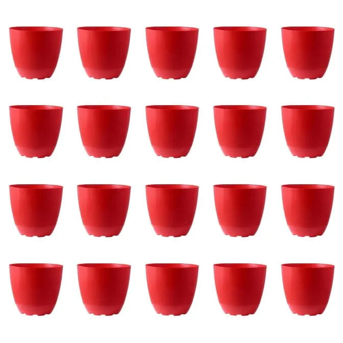 Set of 20 - 10 Inch Red Premium Orchid Round Plastic Pot