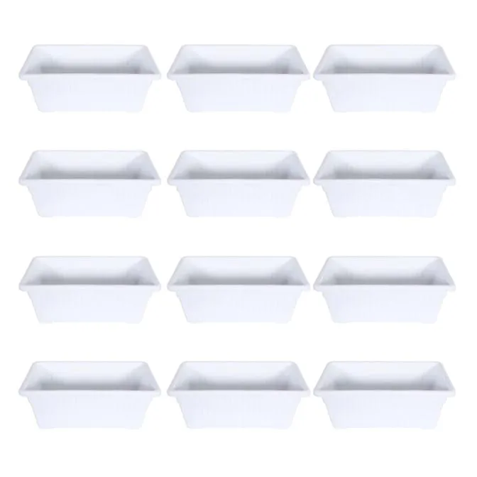 Set of 12 - 14 Inch White Premium Jupiter Rectangular Window Planter