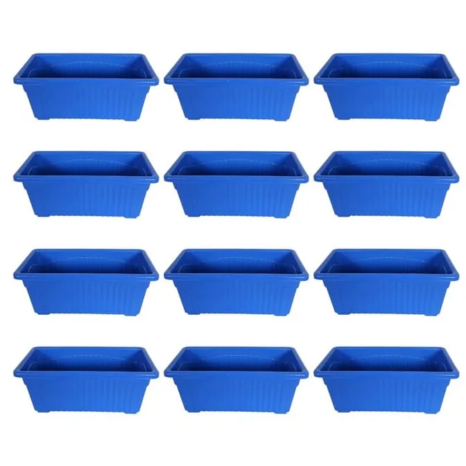 Set of 12 - 14 Inch Blue Premium Jupiter Rectangular Window Planter