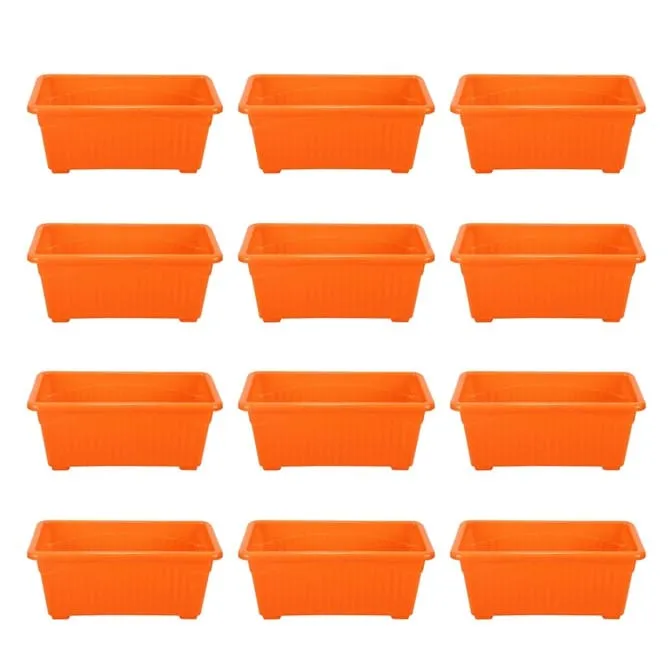 Set of 12 - 14 Inch Orange Premium Jupiter Rectangular Window Planter