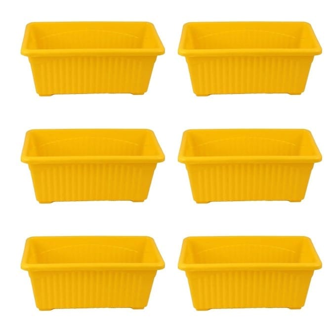 Set of 6 - 14 Inch Yellow Premium Jupiter Rectangular Window Planter