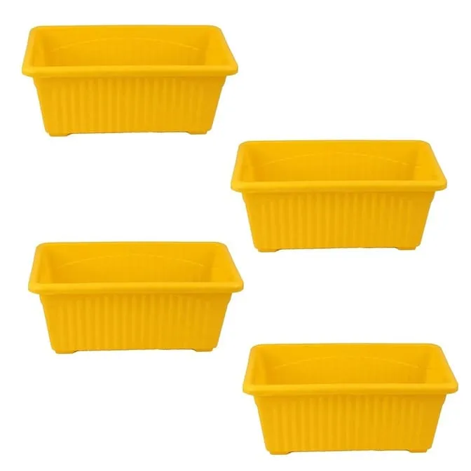 Set of 4 - 14 Inch Yellow Premium Jupiter Rectangular Window Planter