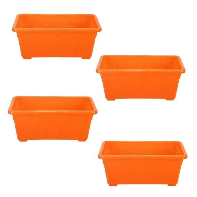 Set of 4 - 14 Inch Orange Premium Jupiter Rectangular Window Planter