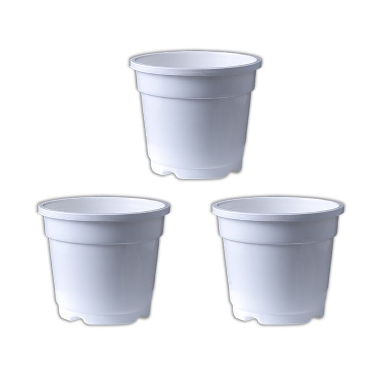 Set of 03 - 10 Inch White Nursery Pot