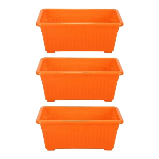 Set of 3 - 14 Inch Orange Premium Jupiter Rectangular Window Planter