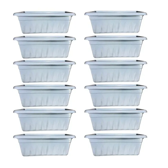 Set of 12 - 17 Inch Grey Premium Supreme Window Plastic Planter
