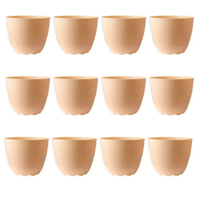 Set of 12 - 8 Inch Beige Marble Premium Orchid Round Plastic Pot
