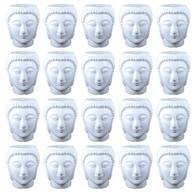 Set of 20 - 6 Inch White Premium Buddha Plastic Pot