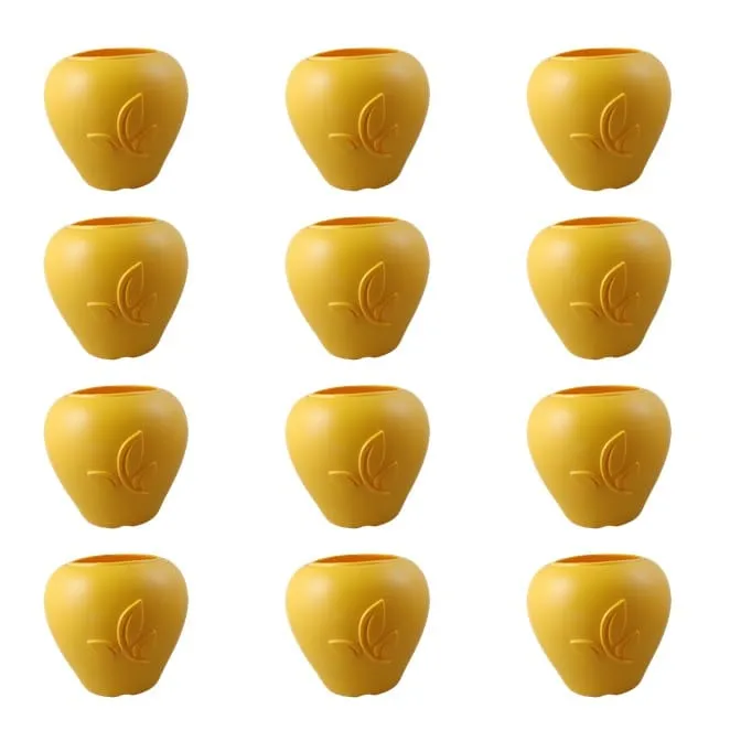 Set of 12 - 9 Inch Yellow Premium Apple Leaf Plastic Pot