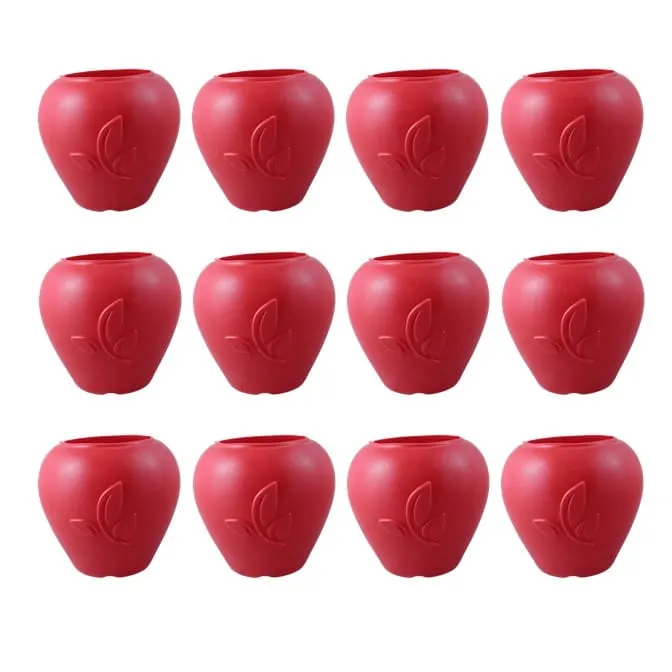 Set of 12 - 9 Inch Red Premium Apple Leaf Plastic Pot