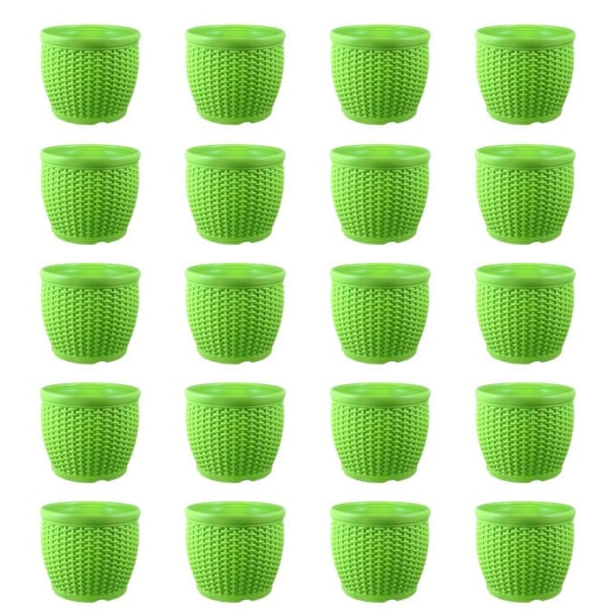 Set of 20 - 8 Inch Green Premium Matt Classic Plastic Pot