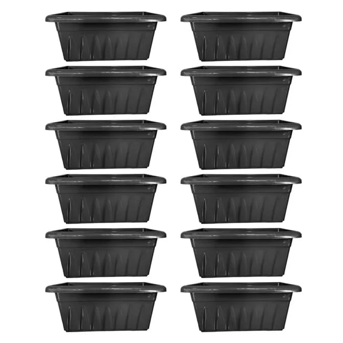 Set of 12 - 20 Inch Black Premium Supreme Window Plastic Planter