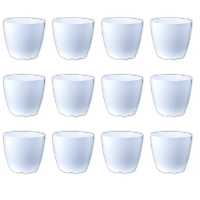 Set of 12 - 10 Inch White Premium Orchid Round Plastic Pot