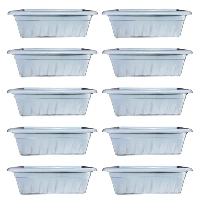 Set of 10 - 24 Inch Grey Premium Supreme Window Plastic Planter