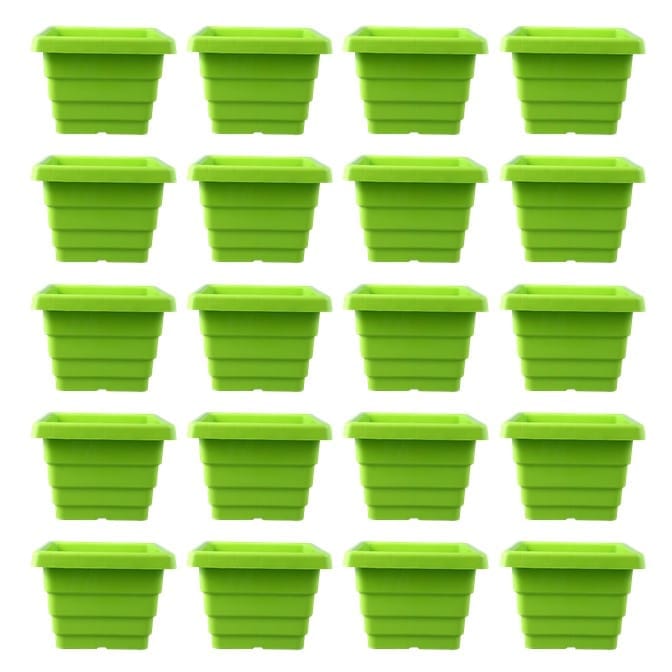 Set of 20 - 8 Inch Green Premium Orchid Square Plastic Pot