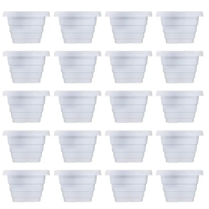 Set of 20 - 8 Inch White Premium Orchid Square Plastic Pot