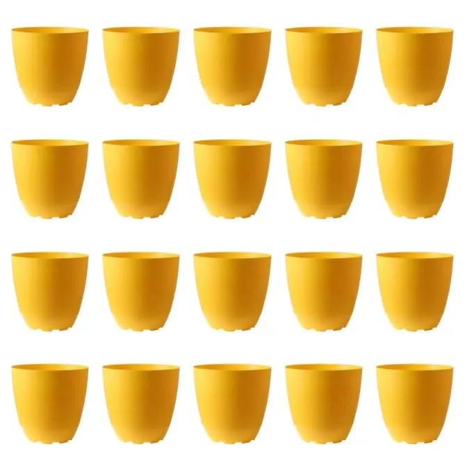 Set of 20 - 8 Inch Yellow Premium Orchid Round Plastic Pot