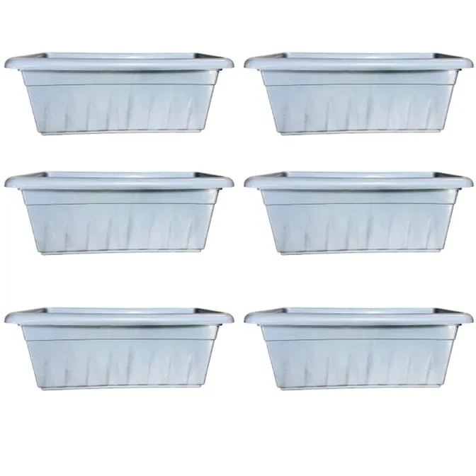 Set of 06 - 17 Inch Grey Premium Supreme Window Plastic Planter