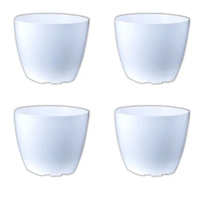Set of 04 - 10 Inch White Premium Orchid Round Plastic Pot